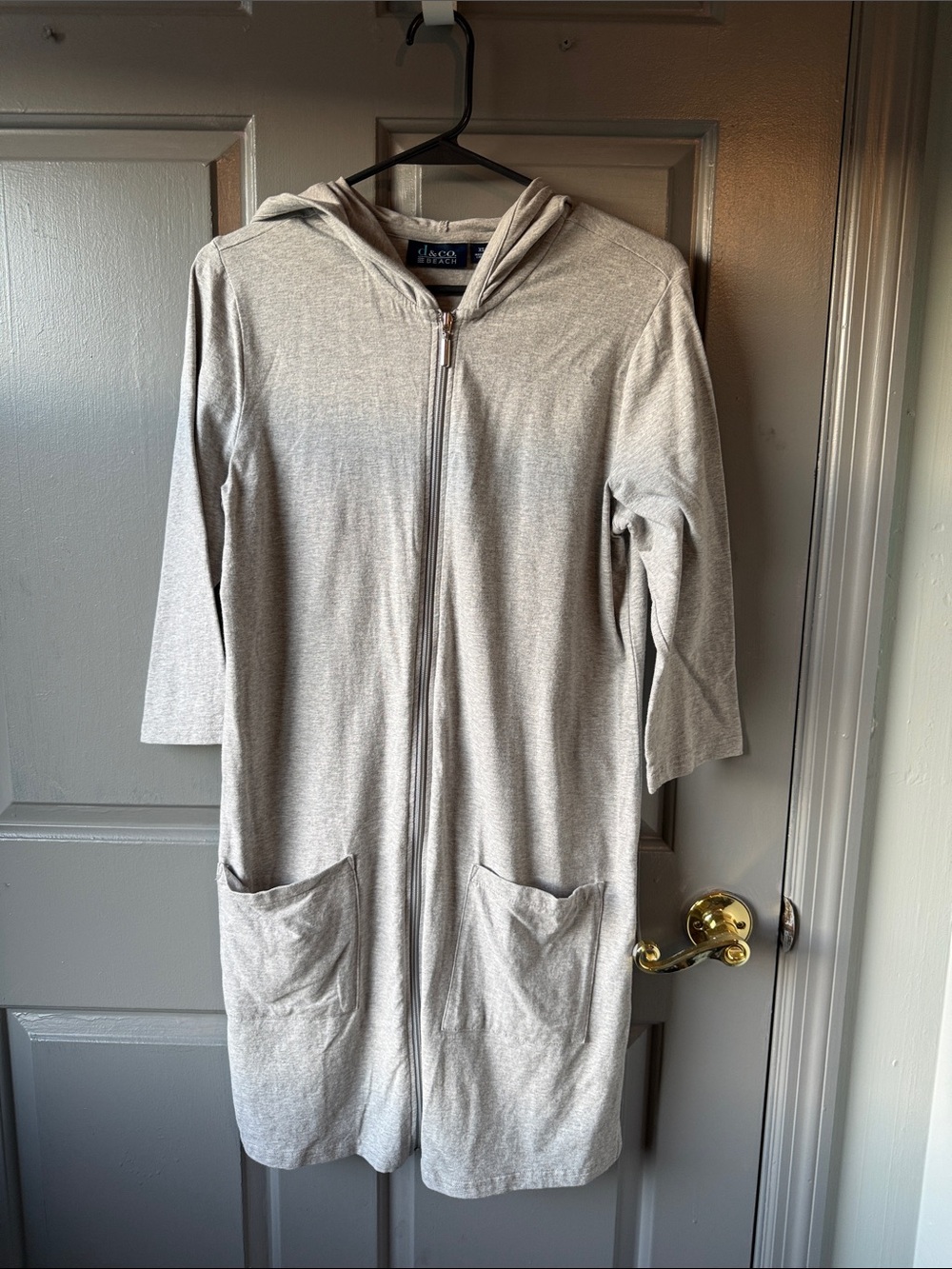 Light Gray Hooded Zip-Front Utility Jacket